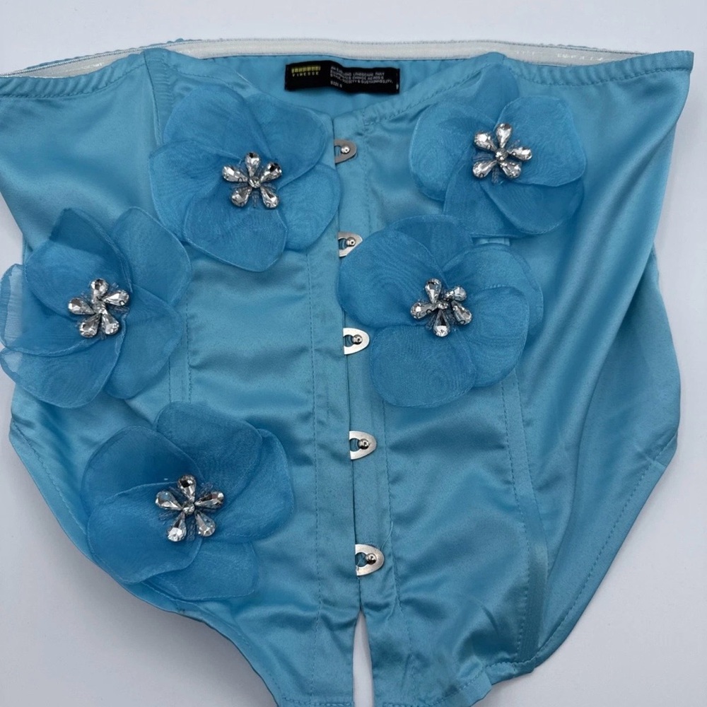 Finesse Light Blue Satin Corset